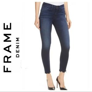 FRAME Denim Chewed Hem Ankle Cropped Skinny High Rise Waist Jeans Size 29 in EUC